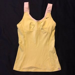 Yellow Dri Fit Nike Tank With Sports Bra
